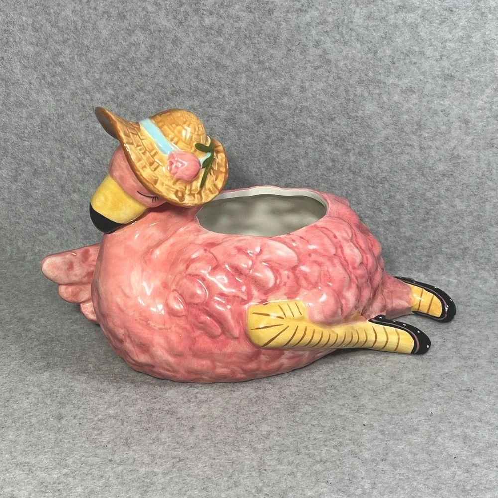 Blue Sky Flamingo Ceramic Planter Heather Goldminc Succulent Cachepot Coastal